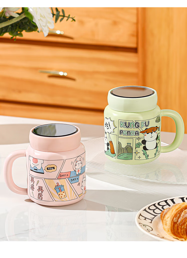 Beisesi Ceramic Mug, Fun And Creative Personalized Gift Cup with Lid for Coffee Or Water 9