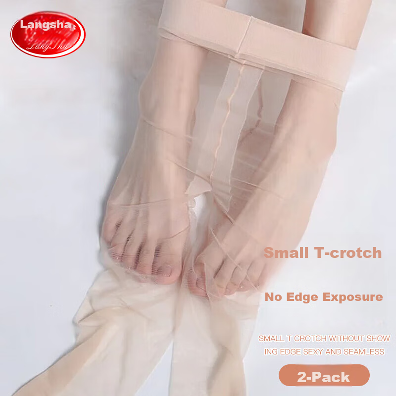 Langsha Women's Summer Ultra-Thin Anti-Snag T-Gusset Seamless Pantyhose Sexy Black Sheer Slimming Nude Base Tights