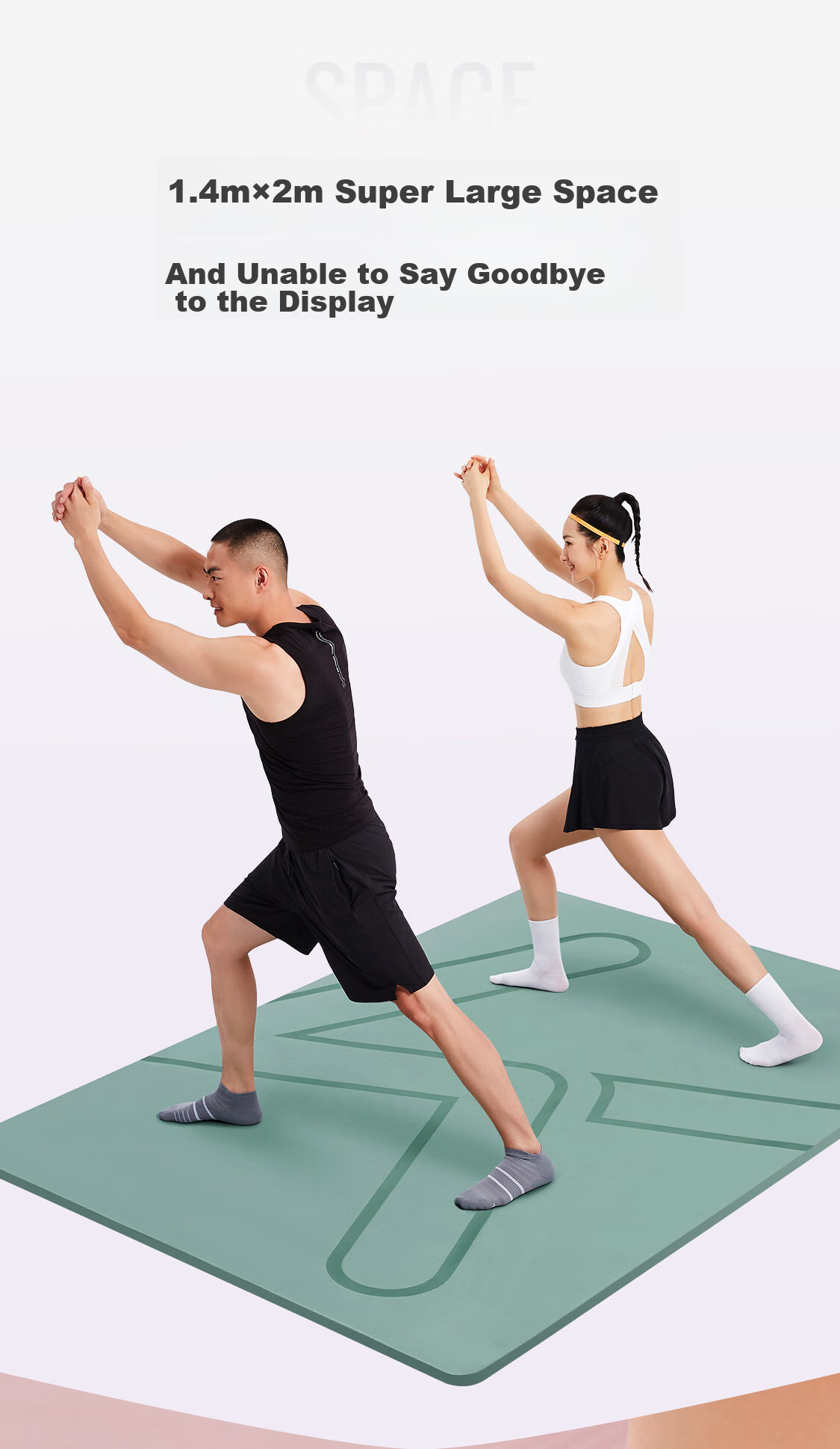 Keep Extra Large Jump Mat for Home Fitness, 200cm*140cm, Shock-Absorbing, Noise-Reducing, Non-Slip, Wear-Resistant, 7mm Thick, Light Grass Gree 2
