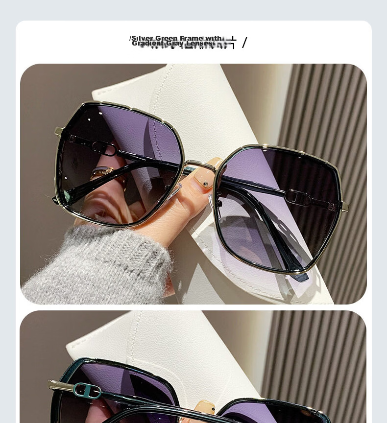 40,000 Kilometers 2026 New Large Frame Polarized Sunglasses for Women, Suitable for Square and Round Faces, Glitter Design, UV Protection 14