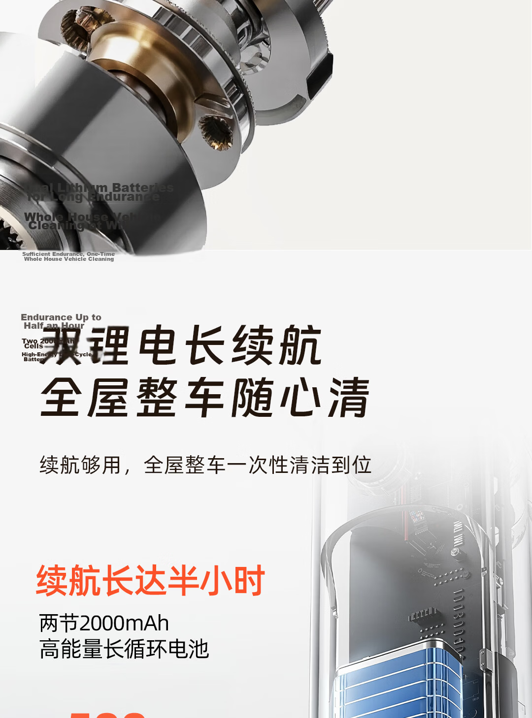 Deli Brushless Storm Suction Handheld Vacuum Cleaner Wireless Car and Home Mini Desktop Dust Removal 6