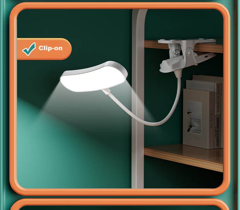 Dupai Clip-On Desk Lamp, Dormitory Student Study Eye Protection Small Table Lamp, Bedroom Bedside Lamp, Rechargeable LED Reading Night Light 9
