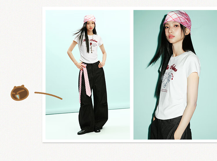 Semir Cooling T-Shirt | Luo Xiaohei Short Sleeve T-Shirt for Women Summer Short Slim Fit Shoulder 2026 Fun Clothing 109326100044 9