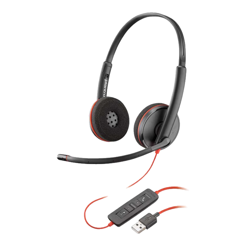 PLANTRONICS polyC3210 USB-C/A Integrated Dual Interface Mono Headset Call Center Headset Computer Office Headset Plug and Play Wired with Inline Control