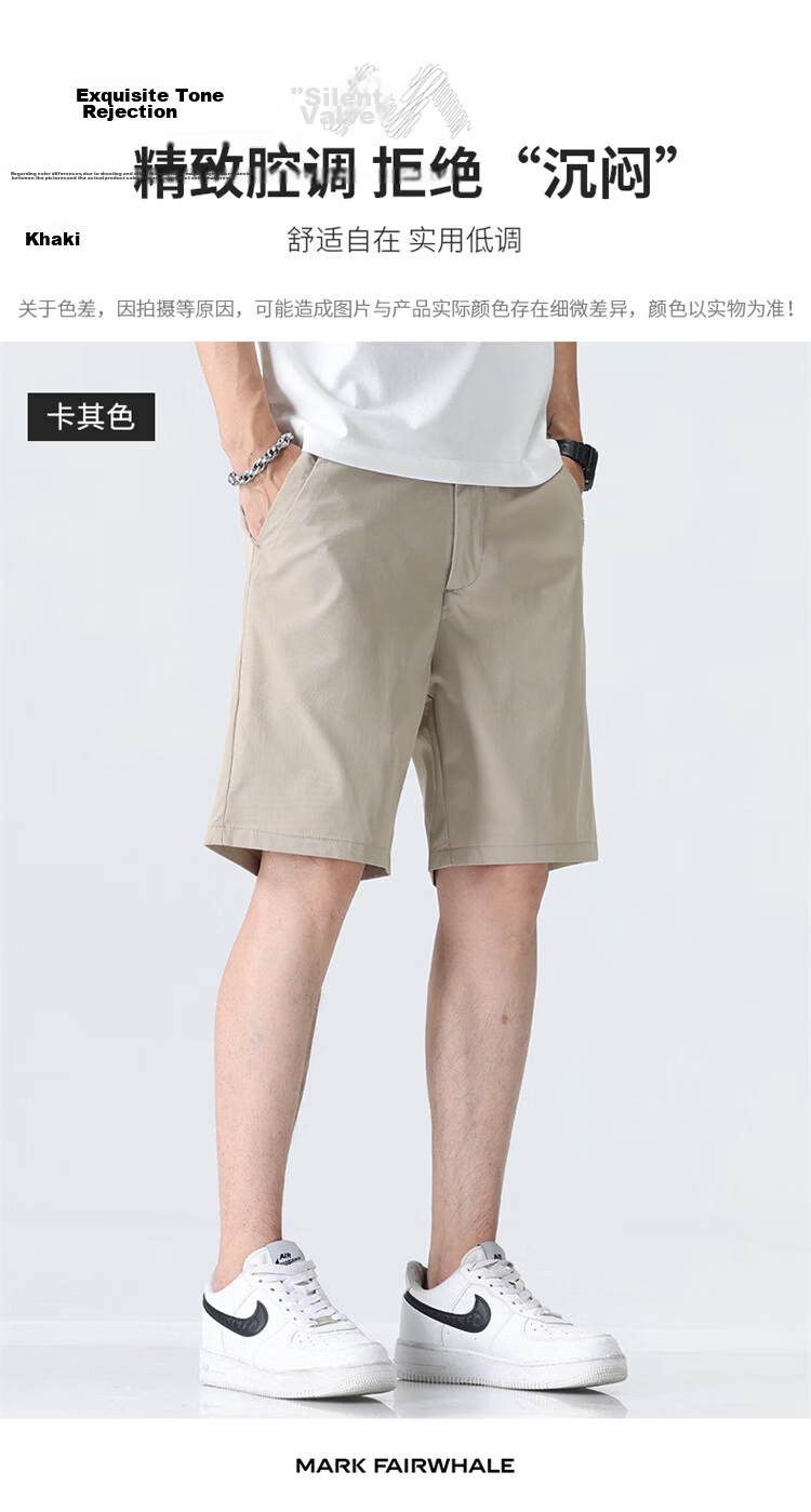 MARK FAIRWHALE Men's Shorts, Summer Business Casual Pants, Lightweight Straight-Leg Five-Point Shorts, Versatile Youth Trousers for Me 13