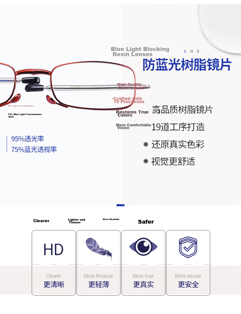 LESCA LUNETIER Imported High-Definition Reading Glasses for Men, Foldable, Portable, Anti-Blue Light, Anti-Fatigue, Ultra-Light, Fashionable Men's And Women's Reading Glasses for Elderly 2