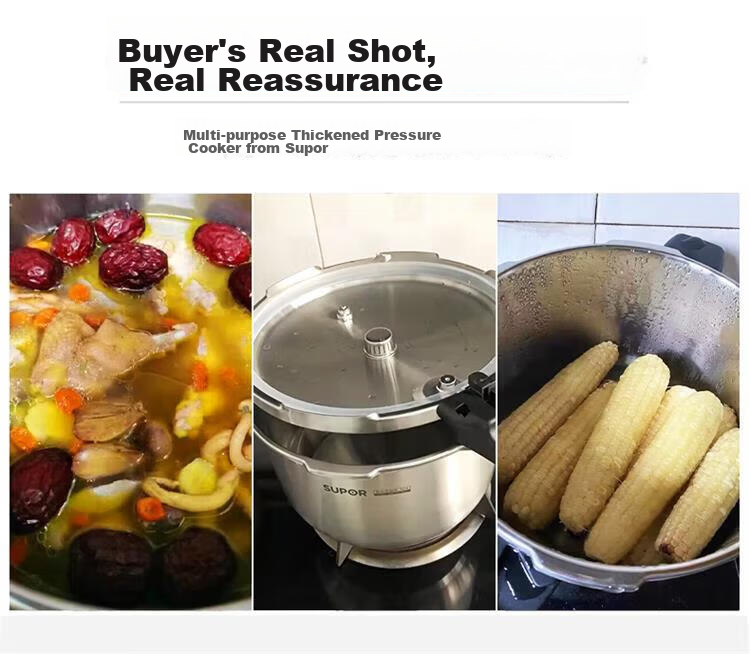 SUPOR Pressure Cooker, 304 Stainless Steel, 24cm, 100KP High Pressure Safe Explosion-Proof, Compatible with Induction Cooker, YW243FB1 4
