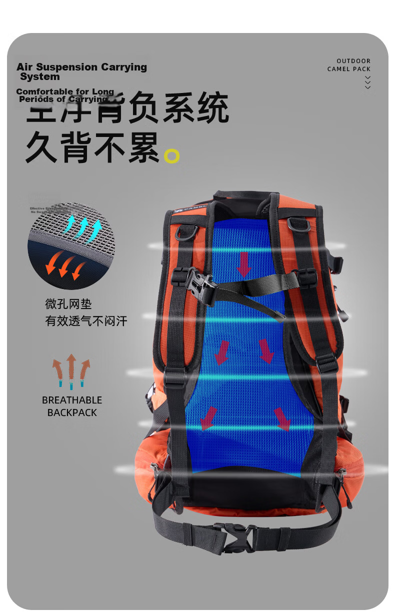 CAMEL [Poxiao] Lightweight Hiking Backpack for Women, Outdoor Trekking Backpack, Casual Travel Mountaineering Backpack for Men, 7148 3