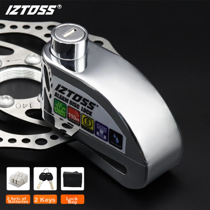 IZTOSS Disc Brake Alarm Motorcycle Anti-Theft Lock Waterproof Black Electric Vehicle Battery Bicycle Lock