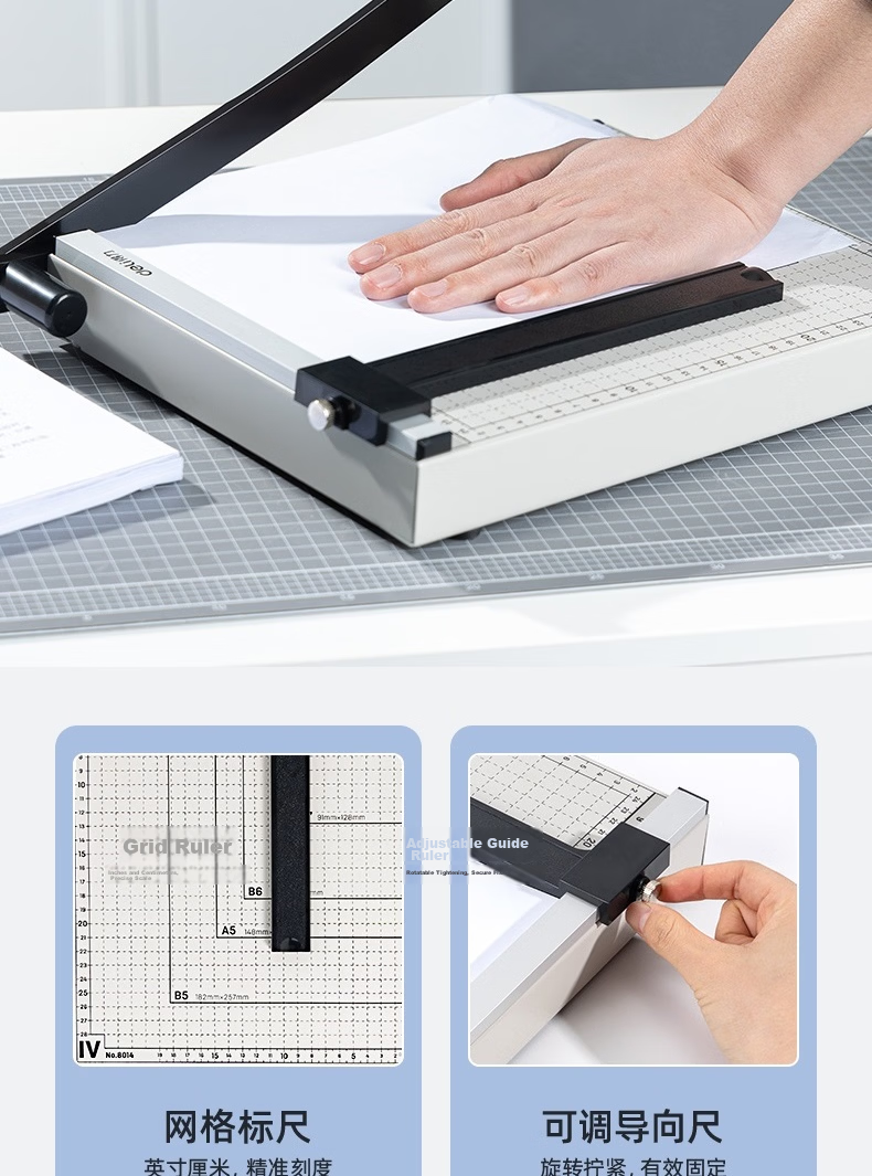 Deli A4 Steel Paper Cutter Manual Paper Trimmer Metal Photo Cutter Office Home Small 300×250mm Model 8014 11