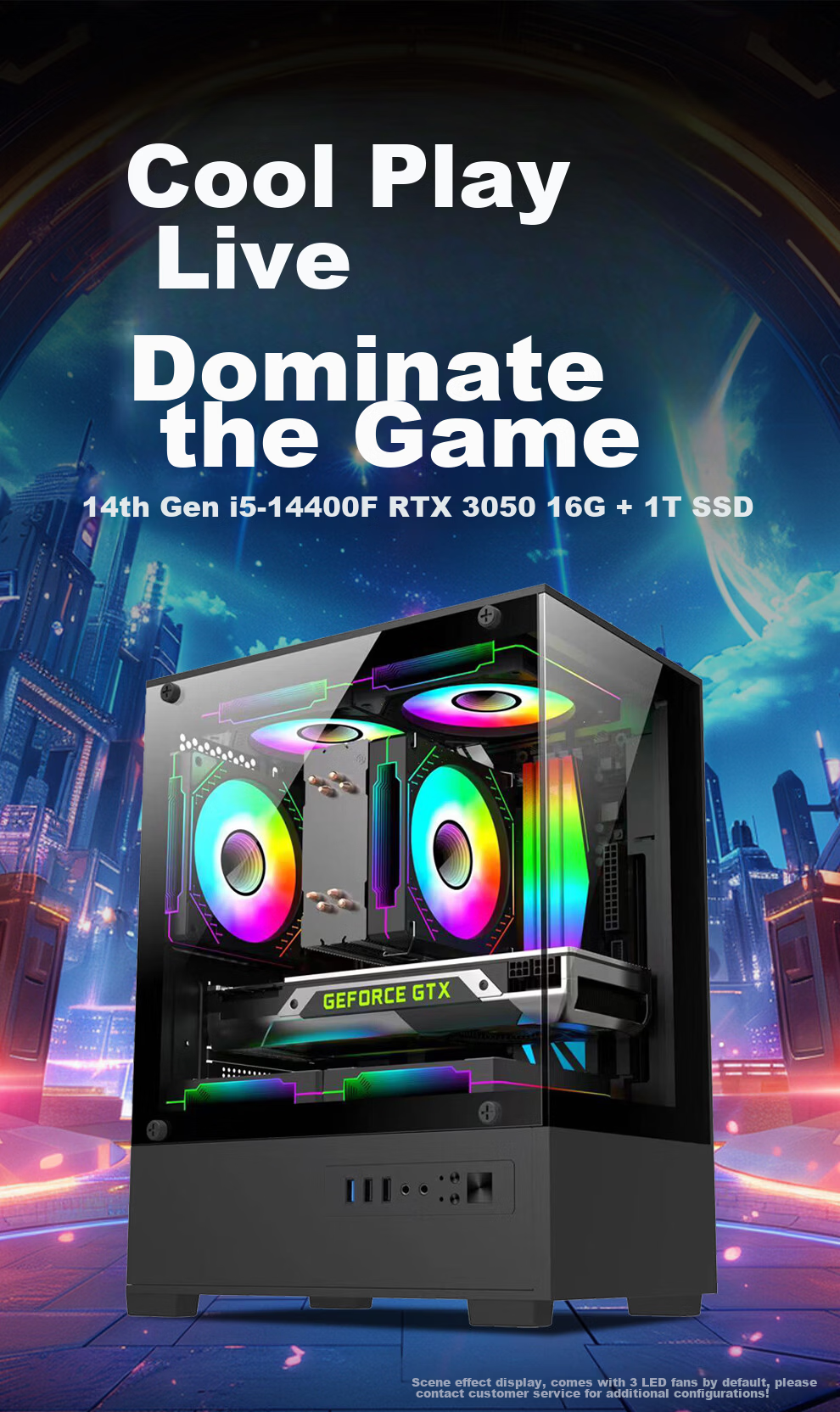 Five-Color Fish 14th Gen Core i5-14400F 16GB+1TB RTX3050 Ray Tracing Dedicated Graphics Office Gaming Desktop Computer Full Set 1