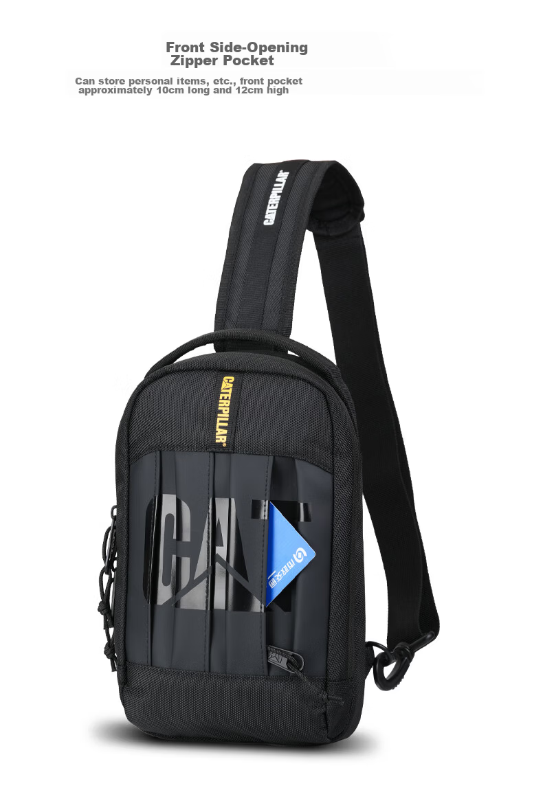 CAT Waist Bag Lightweight Chest Bag Outdoor Small Bag Sports Trendy Vertical Crossbody Shoulder Bag Multifunctional Black 84564 6
