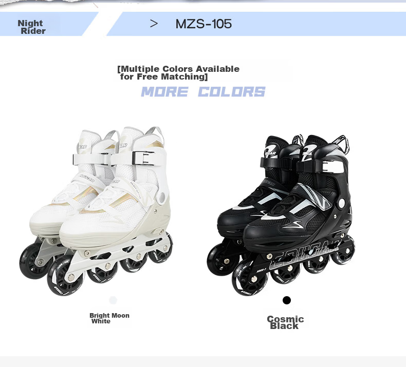 COUGAR Adult Adjustable Casual Roller Skates for Street Skating, Unisex Inline Skates, Black 9