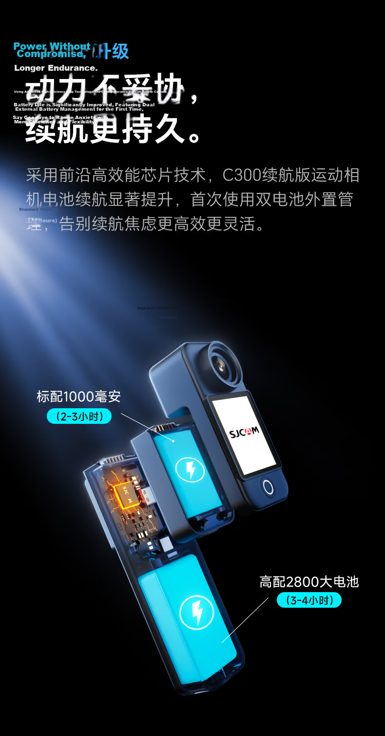 SJCAM C300 Extended Battery Version Thumb-Sized Action Camera for Motorcycle Helmet Riding, Anti-Shake Waterproof Dash Cam Fishing Vlog Live Streaming Pre-Recording First-Person View No Buffer 6