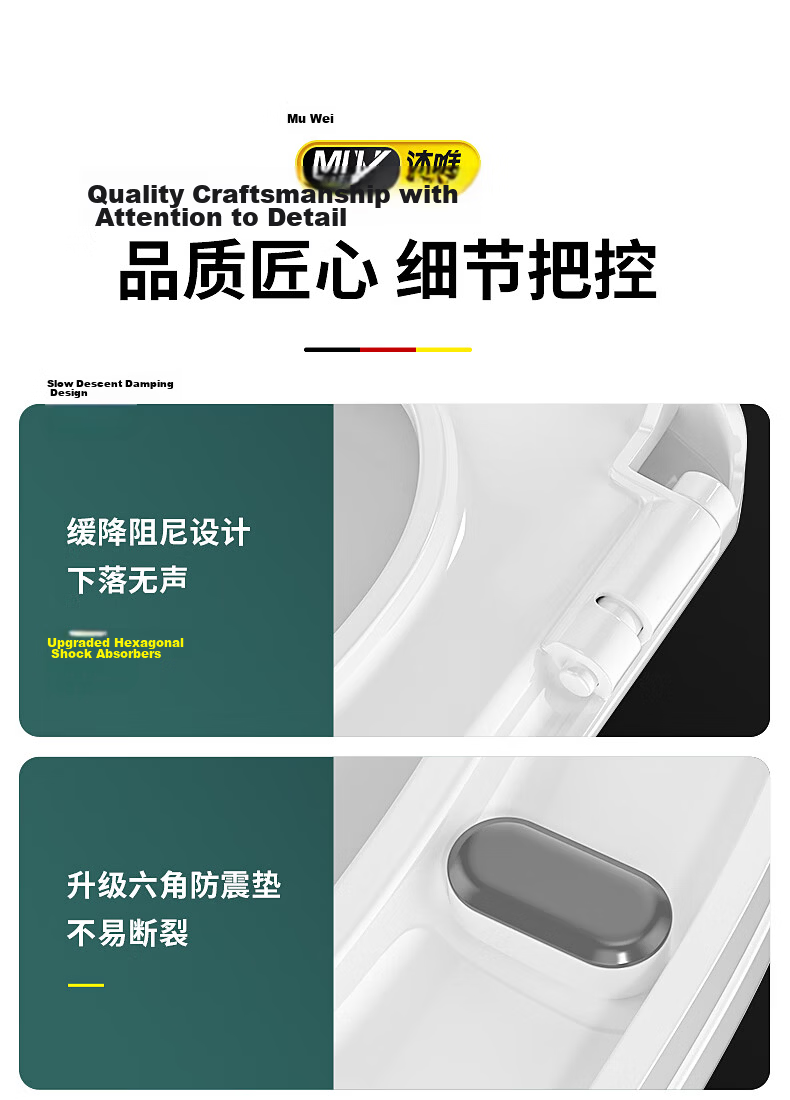 Muvi Toilet Seat Cover Universal U-Shaped Enlarged Ring Accessory Thickened Toilet Lid Old-Style Slow-Close Seat Cushion Cover Plate 5028M 17