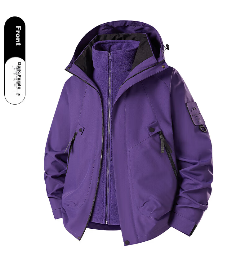 JEEP SPIRIT Three-In Jacket for Men And Women, Outdoor Windproof Waterproof Mountaineering Coat, Black XL 27