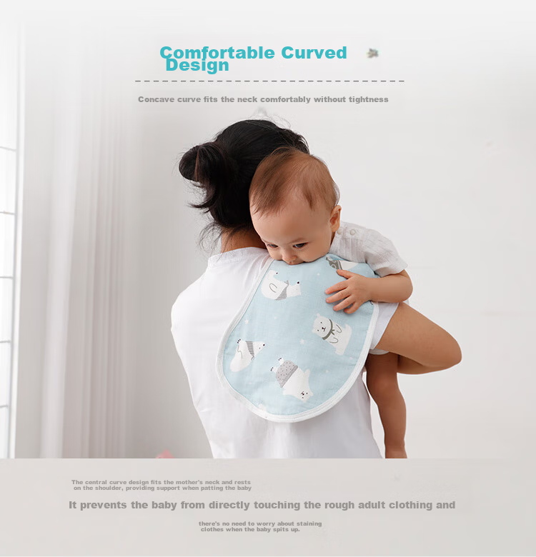 Xiqinbao Baby Burp Cloth, 6-Layer Gauze, Newborn Bib, Baby Cloud Pillow [2-Pack Class A], Blue 6