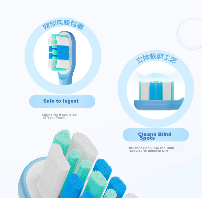 Dongnailun Compatible with Xiaomi Electric Toothbrush Heads T200/T200C Sonic Electric Toothbrush Heads, Pack of 6, Standard Cleaning Type 8