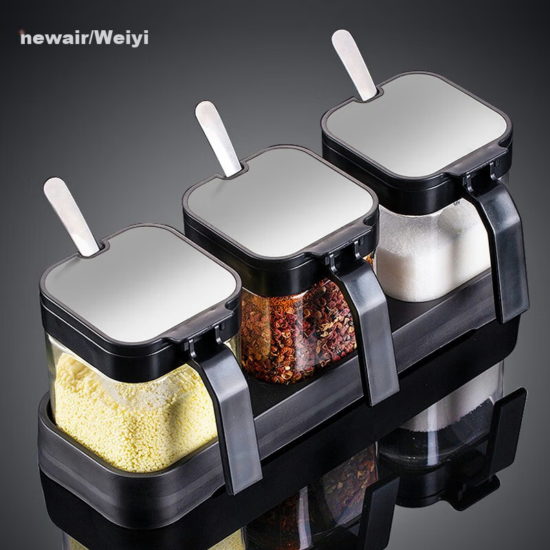 Newair Spice Jar Set Kitchen Seasoning Bottles Glass Salt Shaker Condiment Containers