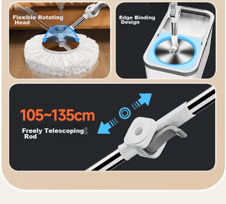 Jiabangshou Rotating Mop with 4 Heads, Household All-In No-Hand Washing 2026 Floor Cleaning Wonder, Integrated Mop And Bucket Set 5
