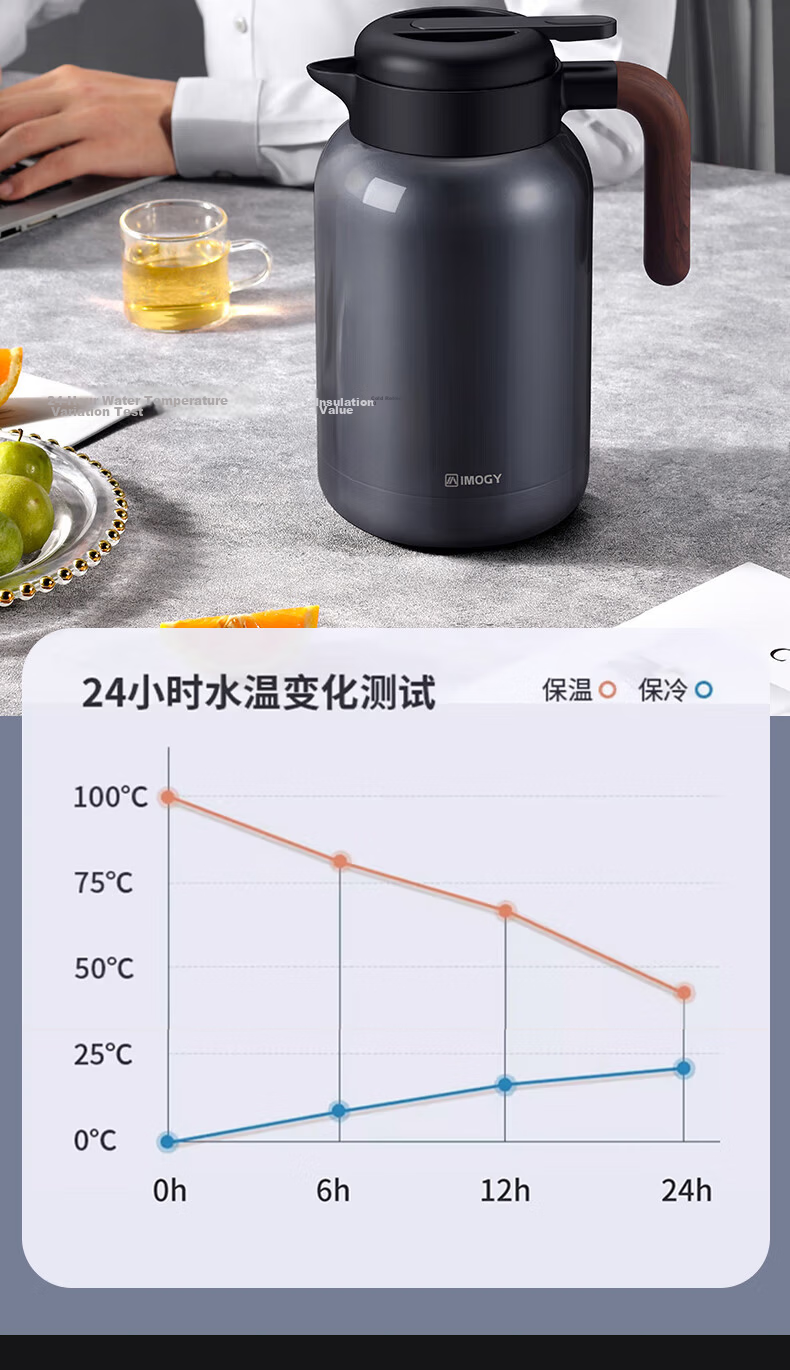IMOGY IMOGY Insulated Bottle, Household Insulated Thermos, Large Capacity Push-Type Hot Water Kettle, 316L Stainless Steel Warm Water Jug 9