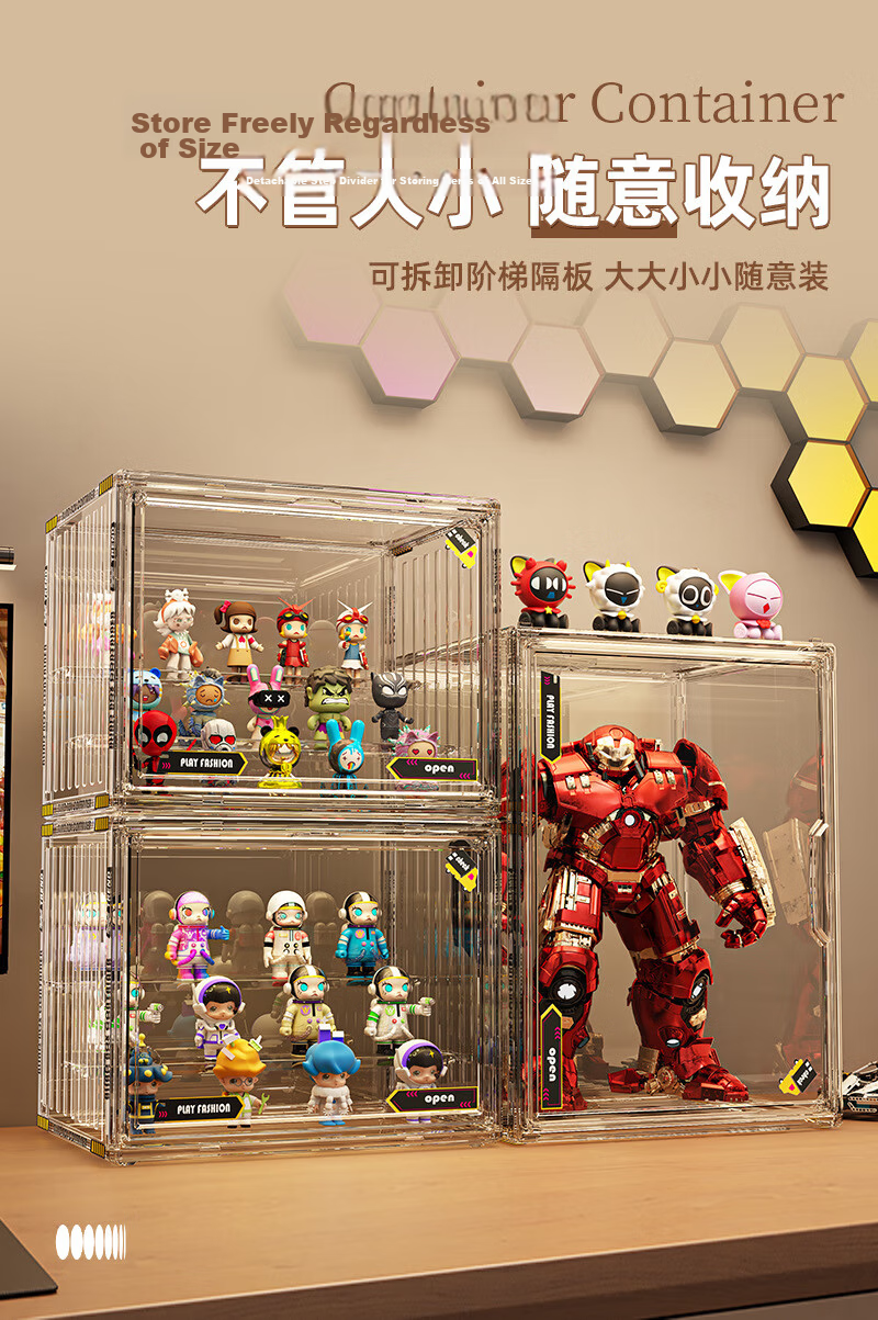 Hakkai Bird Blind Box Acrylic Display Case Labubu Figurine Display Cabinet Pop Mart Storage Box Transparent Lego Dustproof 4