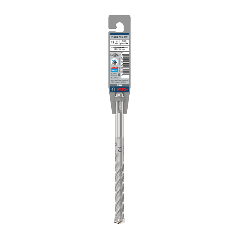 BOSCH Rotary Hammer Drill Bit, Four-Hole 5 Series Round Shank, Two-Hole Two-Groove Concrete Masonry Drill Bit, 12x100x160mm, 1 Piece