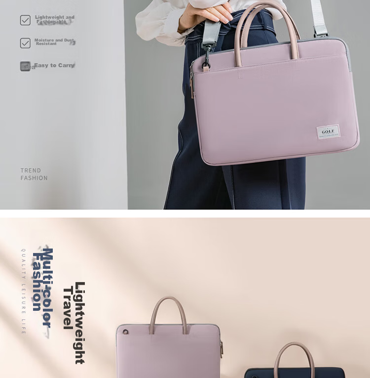 GOLF Laptop Bag for Women, 15.6-Inch Handheld Apple Notebook, Huawei Shoulder Crossbody Bag, Business Briefcase for Commuting 4