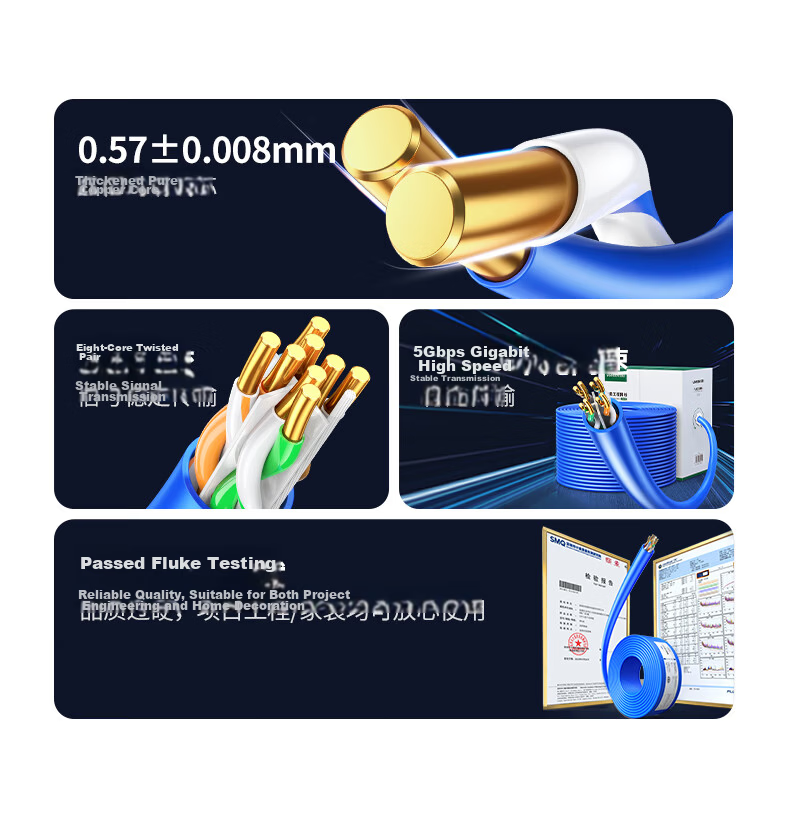 UGREEN CAT6A Double-Shielded Network Cable [0.58±0.008mm Pure Copper Core] 10 Gigabit Ethernet Cable Anti-Interference Network POE Monitoring Engineering Home Wiring Box Cable 50 Meters 4