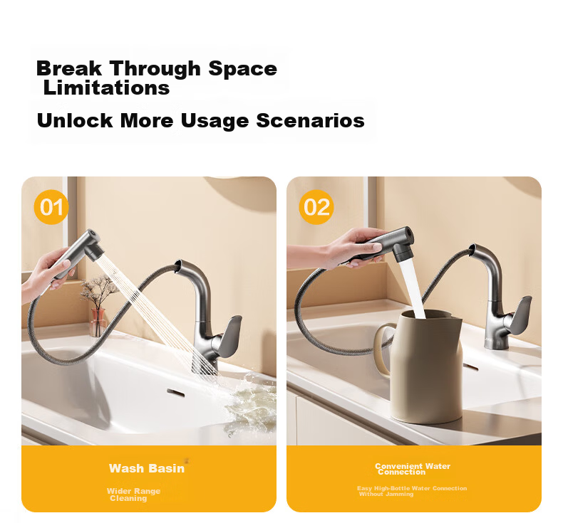 JOMOO Bathroom Basin Faucet Dual Control Hot and Cold Water Lift Pull-Out Gunmetal Gray 32399 Upgrade 27