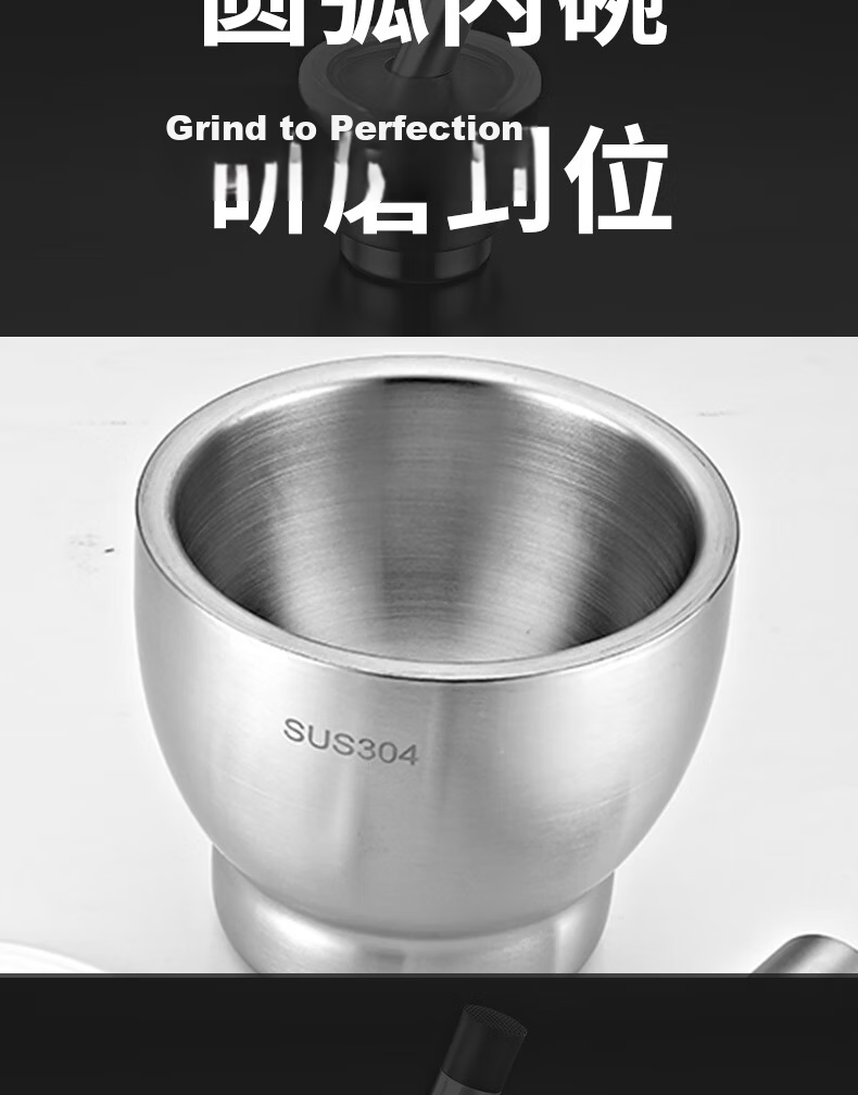 YUTAI 304 Stainless Steel Garlic Masher, Herb Grinder, Garlic Press, Household Grinder, Baby Food Crusher GX13 4