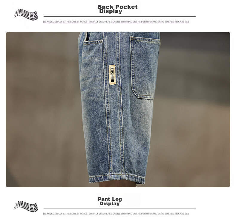ROMON Summer 2026 New Retro American Style Men's Loose Straight-Leg Denim Shorts Blue 31 18