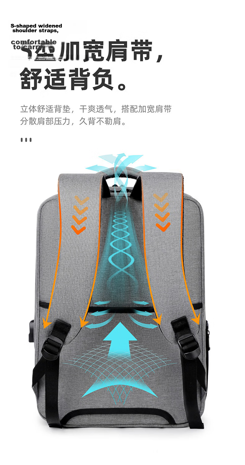 Milooky Men's 17.3/18 Inch Laptop Backpack High-End Business Travel Large Capacity Bag 6