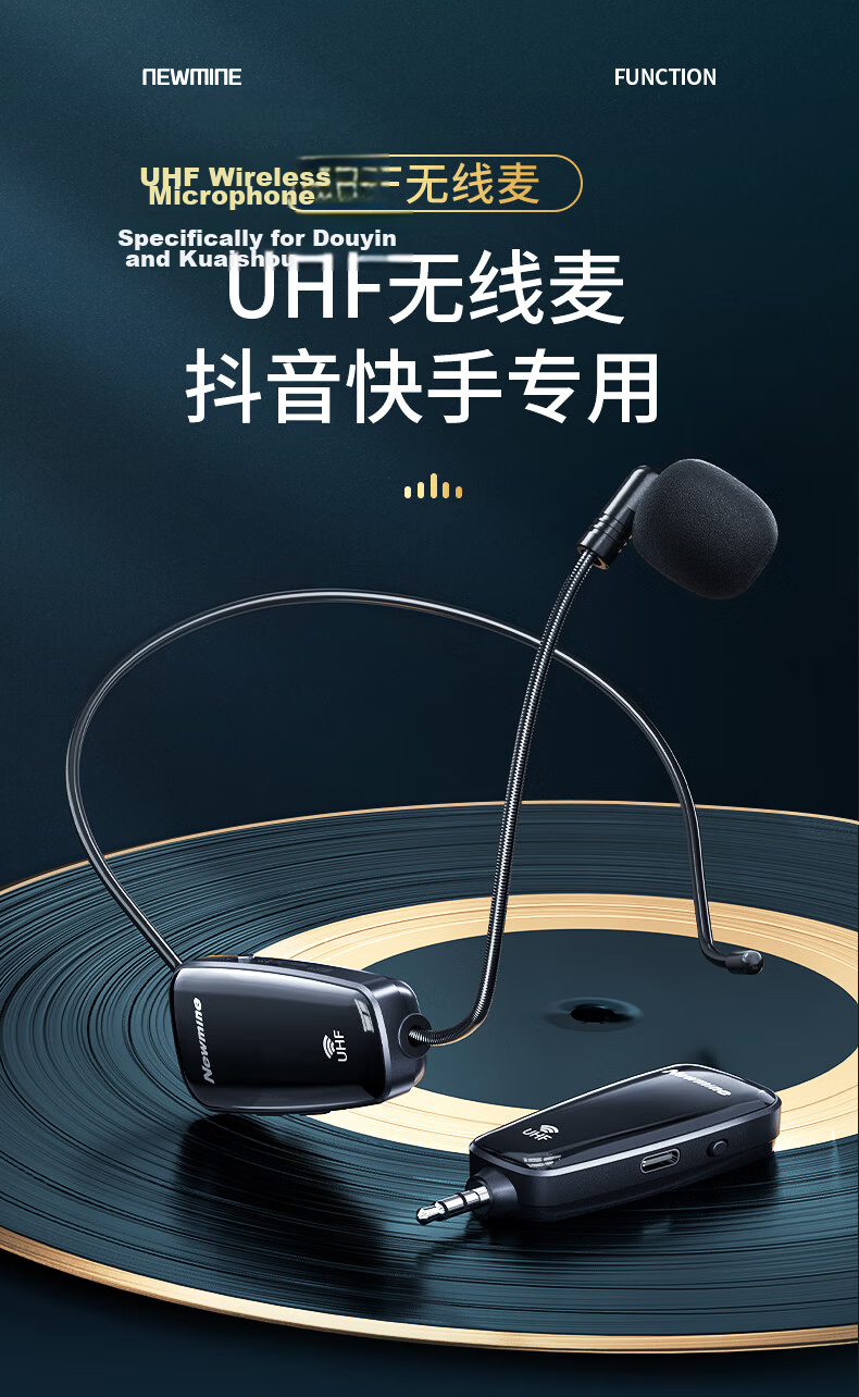 Newmine MU02 Wireless Microphone for Teaching, Online Classes, Tour Guide Use, Headset Microphone, Live Streaming, Short Video Recording, Outdoor Performance, Amplifier, Speaker, And Sound Pickup 1