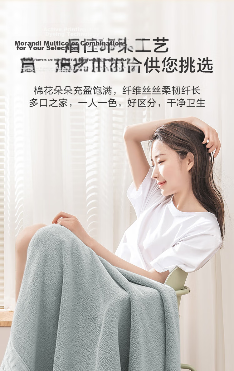 JD Jingzao 480g Thickened Xinjiang Awati Long-Staple Cotton Class A Pure Cotton Large Soft Student Adult Bath Towel Blue 13