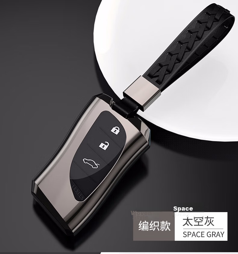 Digalun Lexus ES200 Car Key Cover UX260h Case NX300h Keychain RX450h Shell LS500h Premium CT200h Full Wrap Space Gray with Genuine Leather Buckle 17