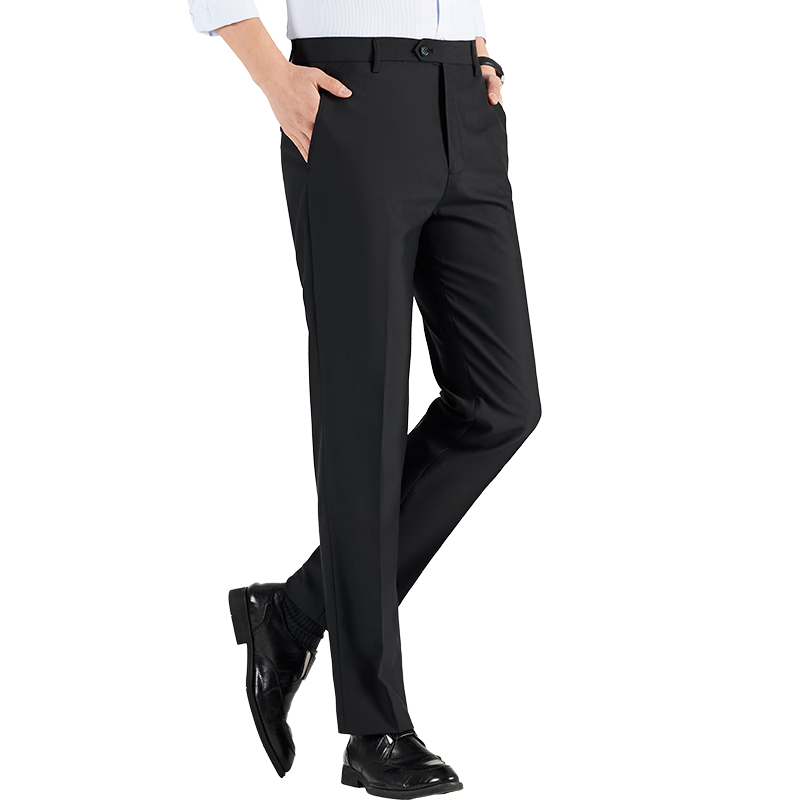 ROMON Men's Wool Business Straight-Leg Dress Pants Spring and Autumn Casual Suit Trousers Work Pants