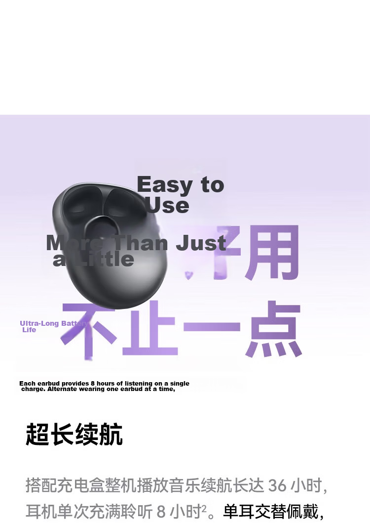 HUAWEI FreeClip Ear Clip Headphones, Open-Style Wireless Bluetooth Earphones, Comfortable And Secure Fit, Long Battery Life, Flowing Purple 17
