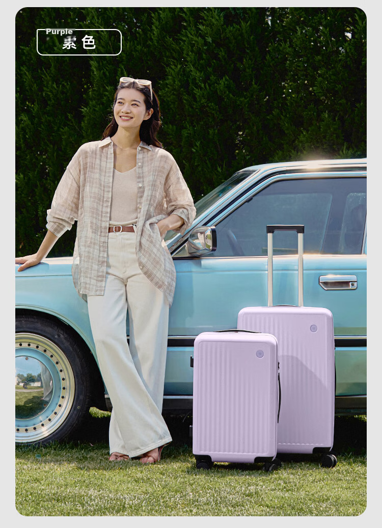 JD Jingzao Wujie Lite 20-inch Carry-on Luggage Spinner Suitcase with TSA Lock for Men and Women Phantom Purple 21
