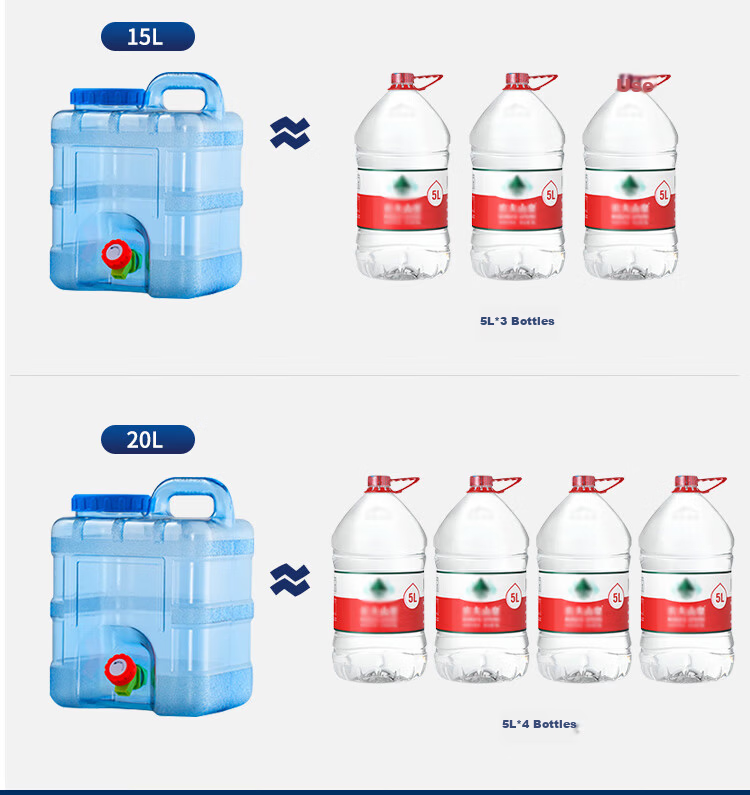 MAXCOOK Pure Water Bucket Mineral Water Bucket with Tap 10L Portable Outdoor Square MCX1856 15