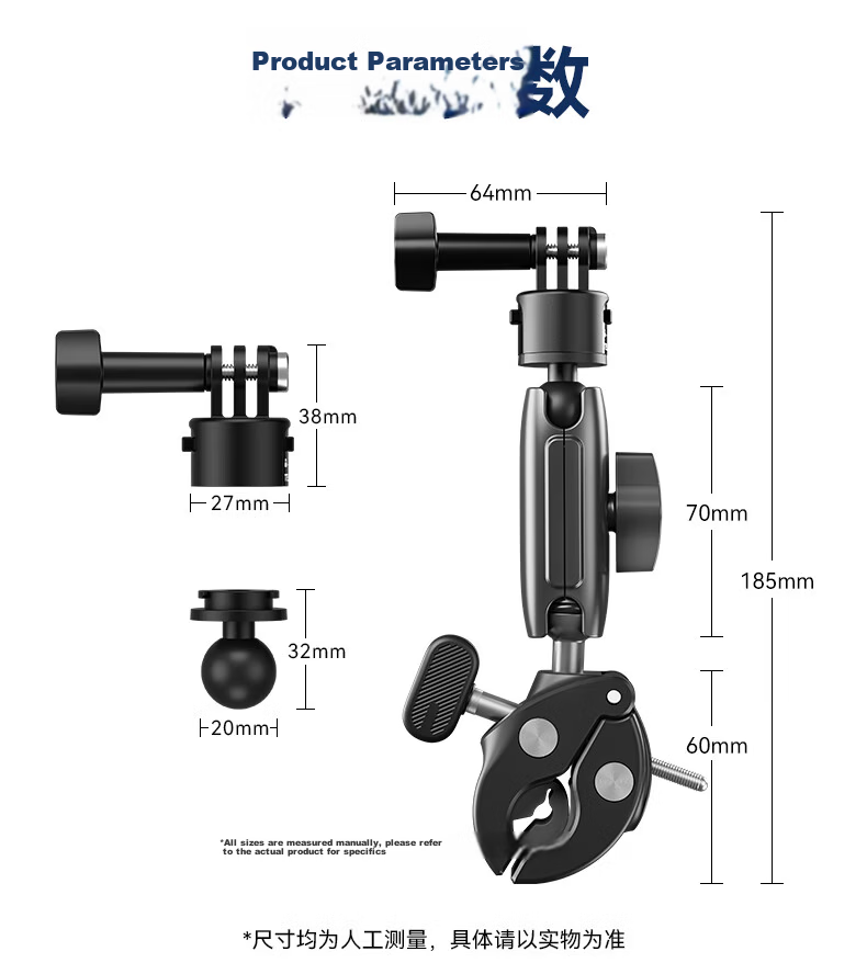 TELESIN Compatible with DJI Action 4, 5 Pro, 6 Handlebar Clamp, Osmo360 Motorcycle Mount, Ace Pro2 Bicycle Bracket, GoPro Action Camera Accessories 14