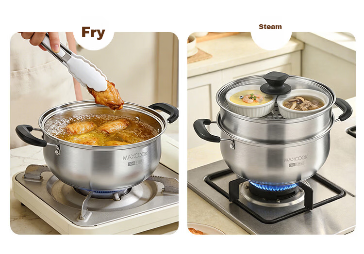 MAXCOOK 22cm 304 Stainless Steel Double-Layer Soup Pot Steamer MCT8763 7