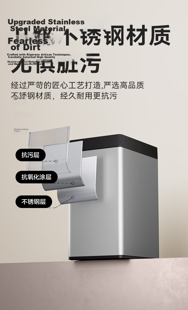 JD Original Double-Door Automatic Bagging Smart Trash Can 17L Sensor Waste Bin for Home Bathroom Living Room Bedroom Office 10