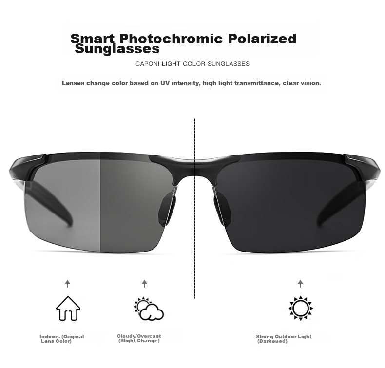 CAPONI Photochromic Polarized Fishing Sunglasses for Men, Day and Night Use, Anti-Glare Driving Sunglasses 4
