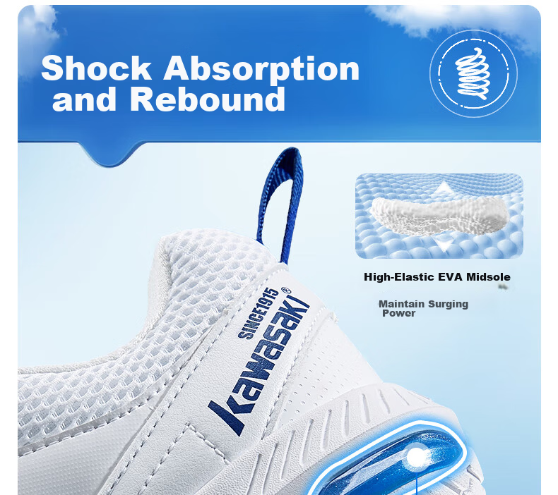 KAWASAKI Unisex Badminton Shoes Non-Slip Shock Absorption Professional Training Competition Sports Shoes Whale Dream Fantasy Green Size 37 5
