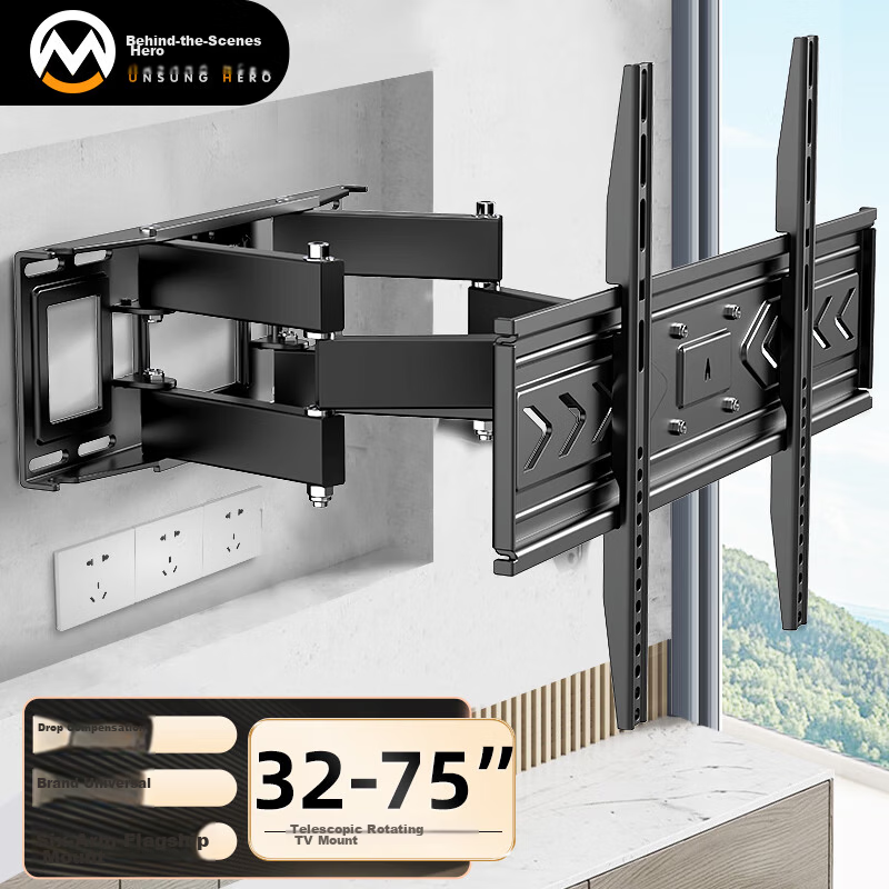 Behind the Scenes Ultra-Thin TV Wall Mount Bracket (40-100 inch) Compatible with Hisense, Konka, Changhong and Multiple Brand TVs