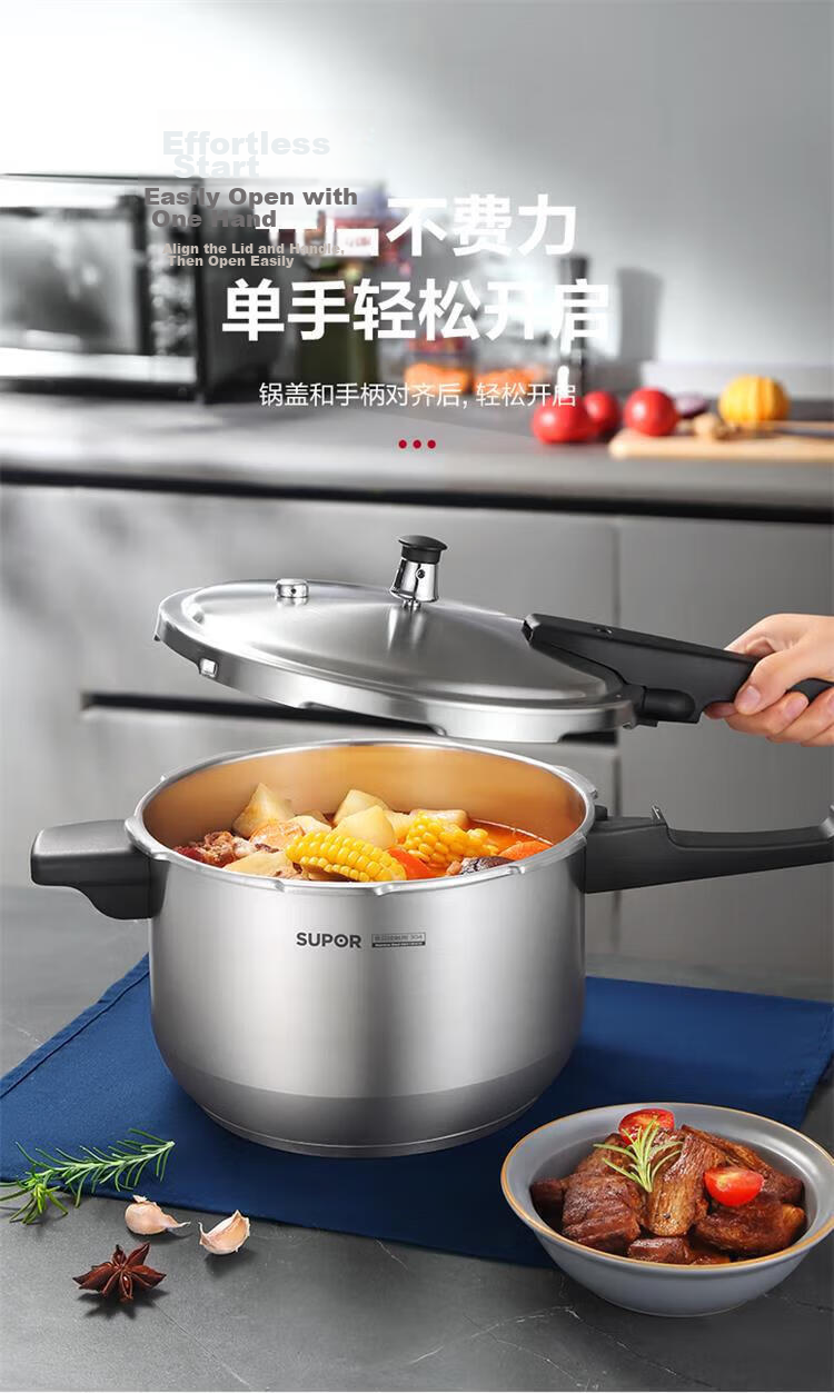 SUPOR Pressure Cooker, 304 Stainless Steel, 24cm, 100KP High Pressure Safe Explosion-Proof, Compatible with Induction Cooker, YW243FB1 8