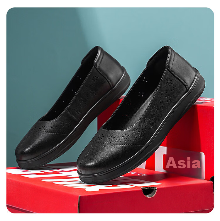 Zulijian Elderly Shoes [520 Gift for Mom] Women's Breathable Loafers 6032K Black Size 38 10