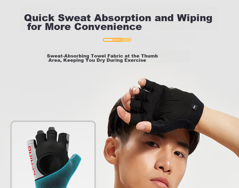 LI-NING Men's Fitness Gloves Half Finger Sports Cycling Pull-Up Bar Weightlifting Training Climbing Wear-Resistant Non-Slip 20