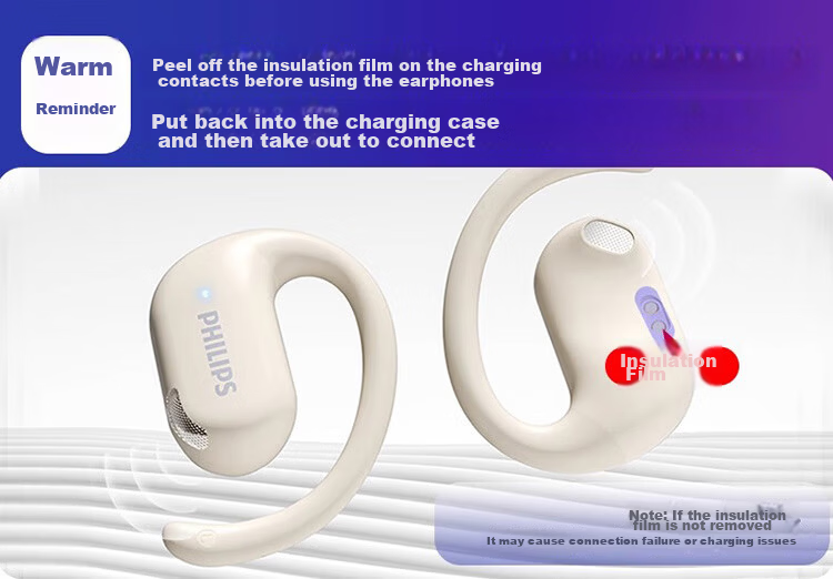PHILIPS New Bluetooth Earphones Ear-Hook Sports Wireless Bluetooth Earphones Long Battery Life Open Noise-Cancelling Bone Conduction Earphones for Apple Huawei TAT2739 Black 2